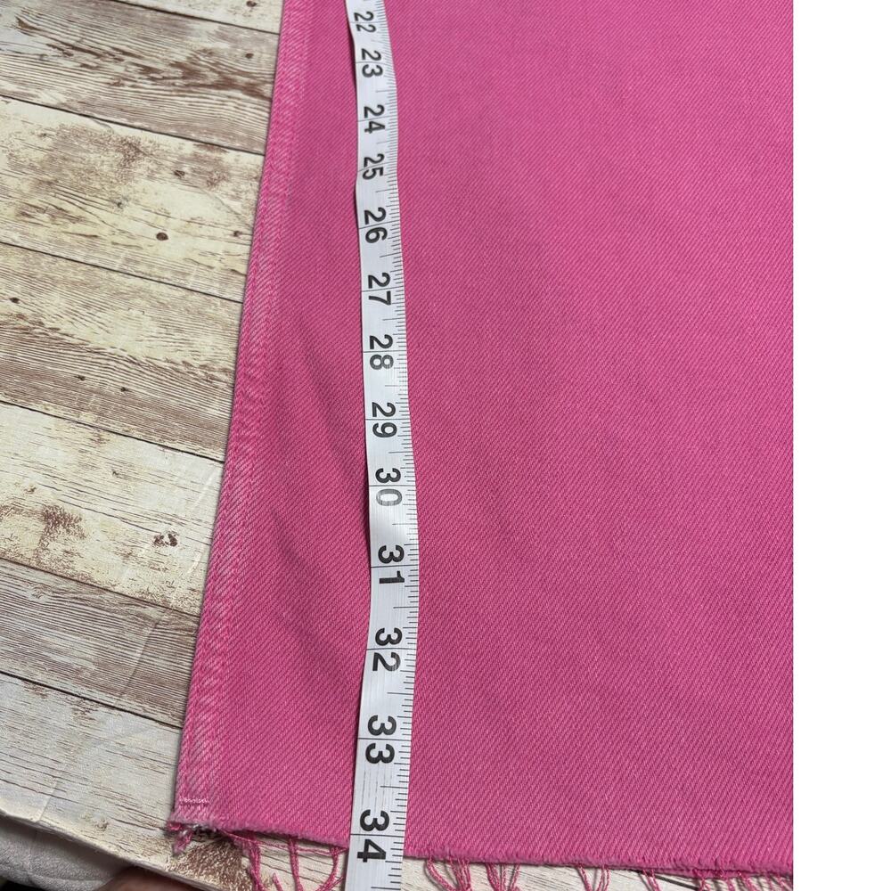 Zara Wide Leg Raw Hem Pink Jeans Denim Women's Size 6 Spring Pants High Rise NWT - Picture 9 of 10